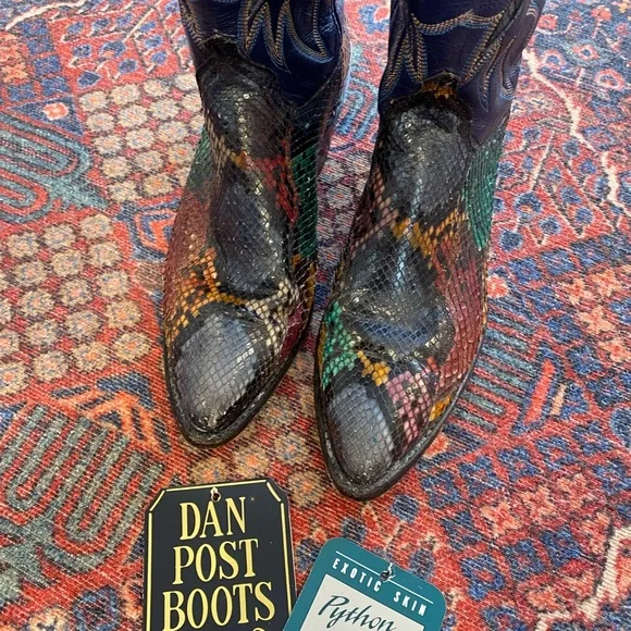 Dan Post Multicolor Snakeskin Python Heeled Boots - Picture 3 of 9